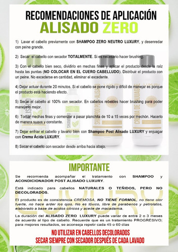 Alisado Zero Formol 1 Litro + Neutro Shampoo Envios Pais