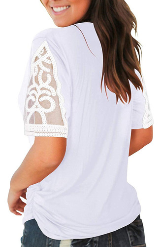Blusa S A La Moda Para Mujer, De Encaje Liso, Patchwork, Cue