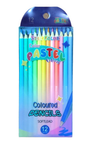 Set Lapiz Pastel Colores Divertidos - Escolar Oferta 12 Pzs