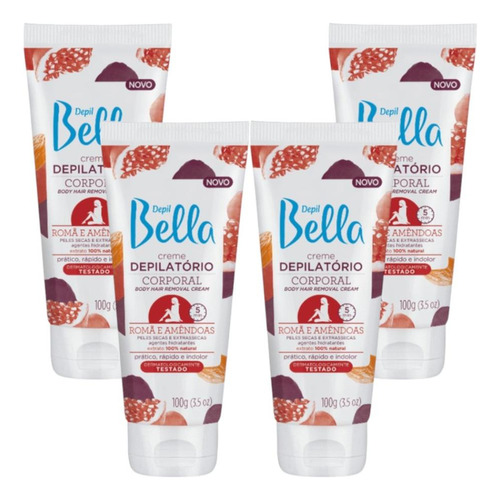 4un Depil Bella Creme Romã E Amêndoas De 100g Cada