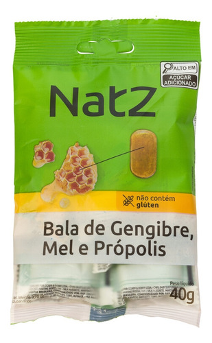 Bala De Gengibre, Mel E Própolis Natz 40g