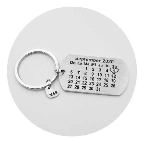 Imagen 2 de 5 de Llavero Personalizado Calendario, Spotify Y Corazón 1219