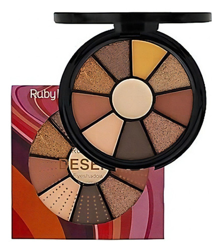 Minipaleta con 09 sombras y 01 imprimador Ruby Rose Hb-9986 Desert Eye Shadow Color