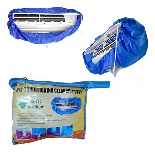 Kit Funda Cobertor De Limpieza Split Hasta 4500 Frigorias Azul Acero