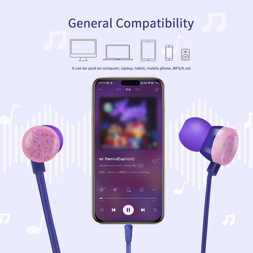 Auriculares Anruk Cute Donut Para Niños Con Micrófono Y Fund