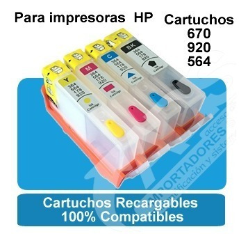 Cartuchos Recargables Hp 564 Con Chip Hp B210a D5400 C6300