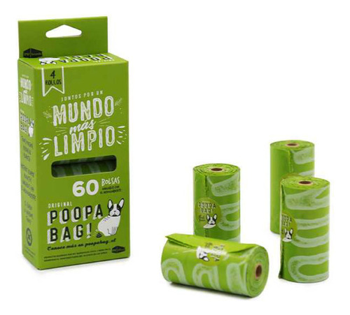 Poopa Bag Bolsas Biodegradables, Caja 4 Rollos