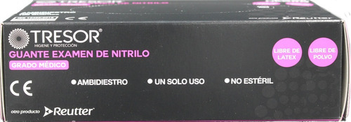 Guante Nitrilo Colo Negro Tresor, Talla S Caja X 100 Unds.