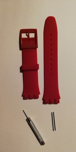 Correa Reloj Swatch 19mm Roja Con Pasadores Y Herramienta 