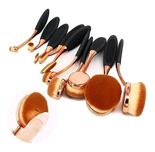 Brochas De Maquillaje - Beautycoco Oval Makeup Brush Set Pro