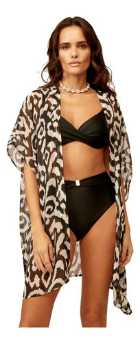 Salida Playa Ensamble Cover Up Kimono Estampado 