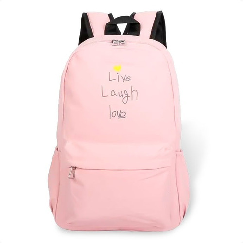 Mochila Lisa Con Bolsillo Frontal (live Laugh Love) - Otec