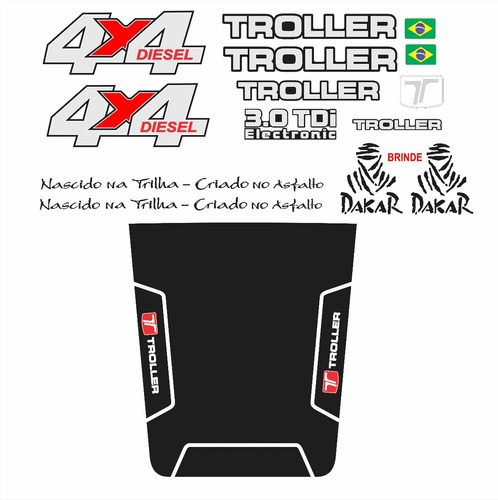 Kit Adesivo Troller 4x4 Diesel 2006 A 2008 + Adesivo Capo