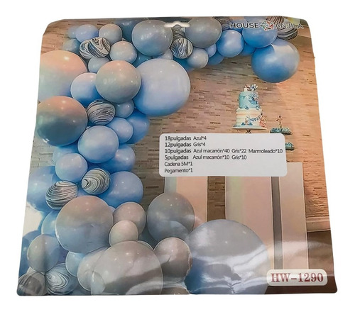 Set Globos Varios Colores Tonos Azules Y Blancos Cumpleaños