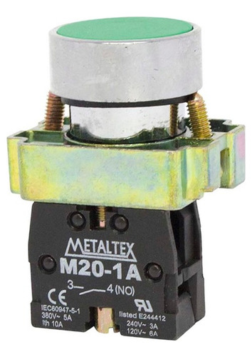 Botão Pulsador Verde 1na M20bfr-g-1a Metaltex