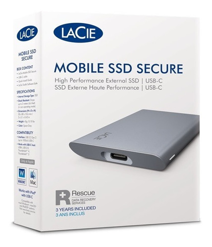 Lacie Mobile Ssd Secure 1tb Usb-c 1050mb/s Ssd Externo