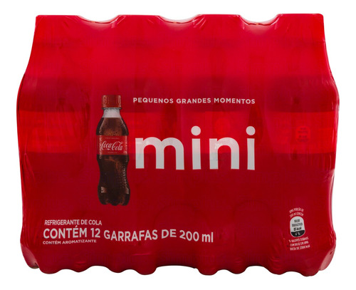 Pack Refrigerante Coca-Cola Mini Garrafa 12 Unidades 200ml Cada