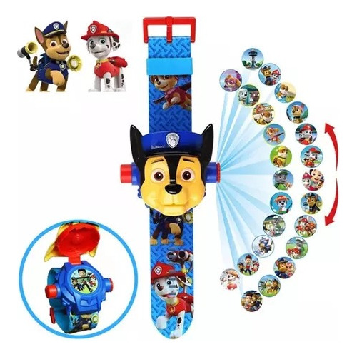 Reloj Proyector Infantil Con 24 Figuras Paw Patrol Patrulla