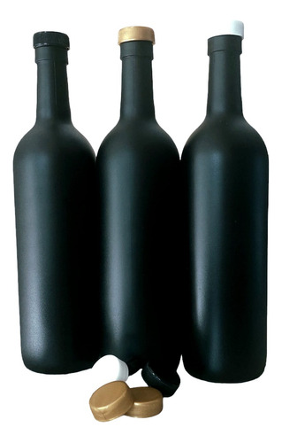 48 Botellas Vidrio Negro Mate 750ml Taparosca  