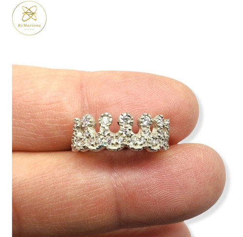 Imagen 3 de 7 de Anillo Plata Corona Con Cubic