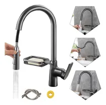 Comprar Grifo Llave Lavaplatos Monomando Extensible Con Jabonera Grifo De Cocina Cobre Extraible Mezclador Para Fregadero De Cocina Malltradecl Negro Brillante