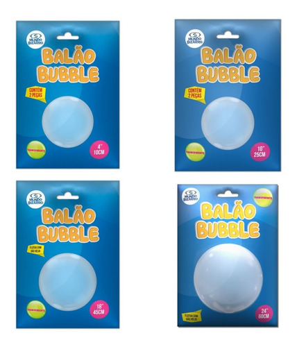 Kit Balões Bubbles Transparentes - 4, 10, 18 E 24 Polegadas