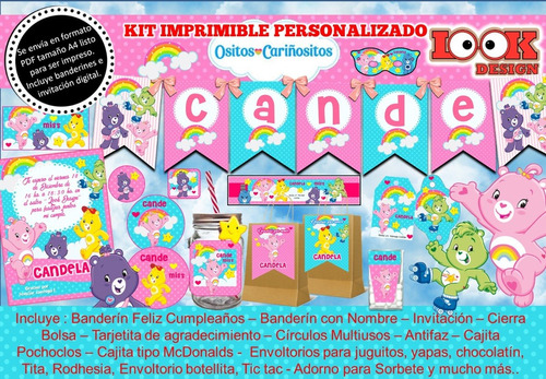 Kit Imprimible Candybar Ositos Cariñosos Personalizado