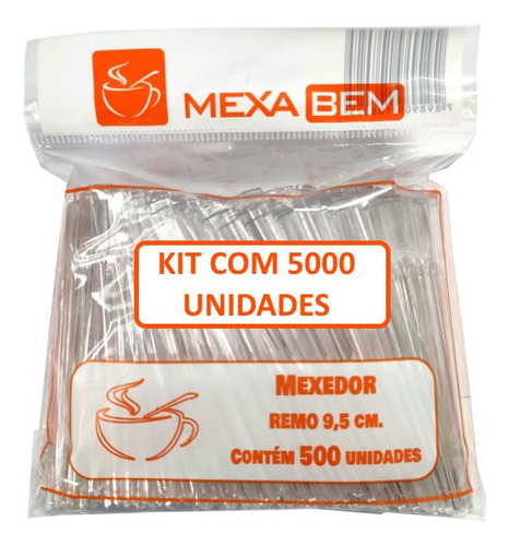 Mexa Bem 5000 Mexedor Café 9,5 Cm Tipo Remo Chá Drink Topper