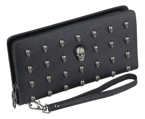 Carteras Vintage De Cuero Pu Punky Skull Para Hombre Y Mujer