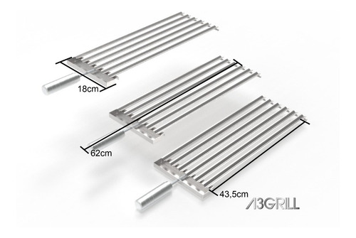 Imagem 5 de 7 de Suporte Fixo Inox P/ Churrasqueira 5 + 3 Grelhas Argentinas