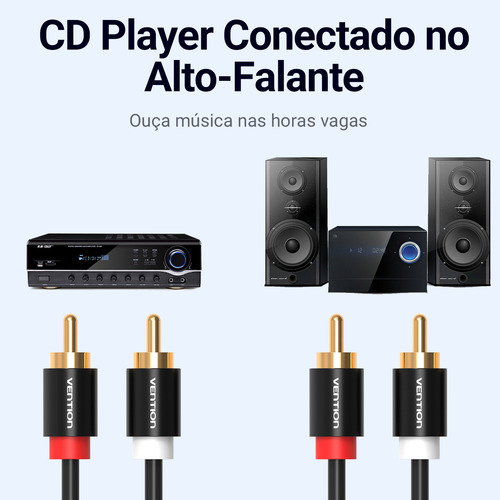 Cabo Audio 2 Rca Macho Blindado Dj Cobre Som 2m Vention