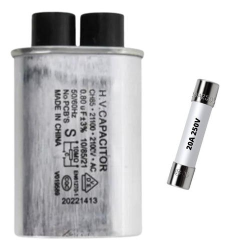 Capacitor Microondas 0.80 Uf 2100v Con Fusible 20a 250v