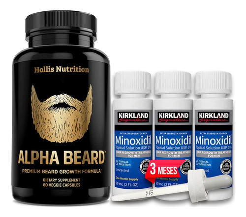 Minoxidil Kirkland 5% Solución Tópica 3 Meses + Alpha Beard