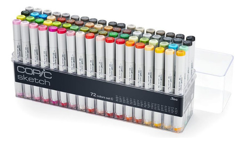 Caneta Copic Marcador Sketch 72 Cores Set C Ponta Dupla Cor Variada