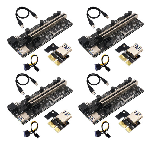 Juego De 4 Extensiones Gráficas Pcie Riser De 1 A 16 X Con T