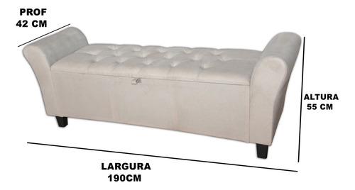 Baú Recamier Sapateira 1,90m Para Cama De Casal King Bege
