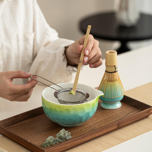 5pcs Matcha Set, , Japonés, Utensilios Artesanales Azul