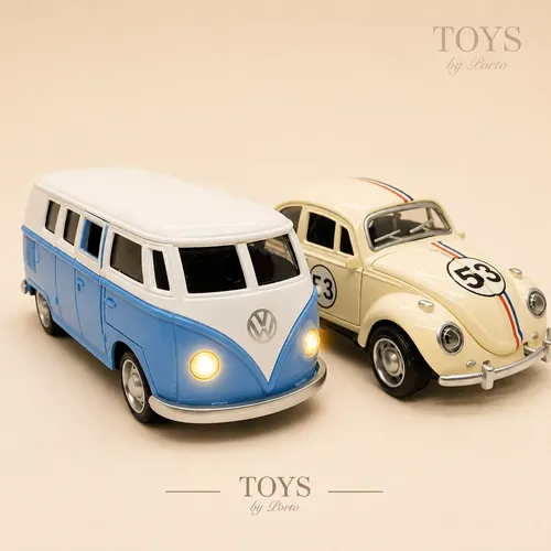 Kit Kombi Miniatura + Fusca Herbie Miniatura Coleção Metal