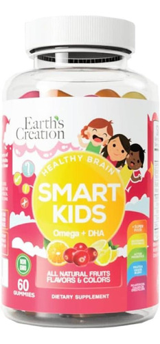 Ômega 3 Kids Gummies Earths Creation - 60 Gomas Sabor Vitamina