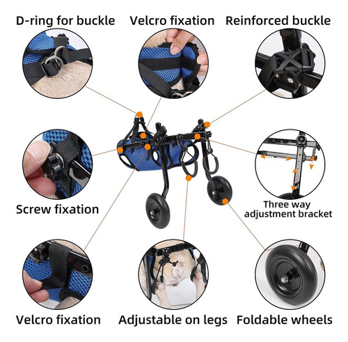 Silla De Ruedas Para Perros Aleación De Aluminio Ajustable