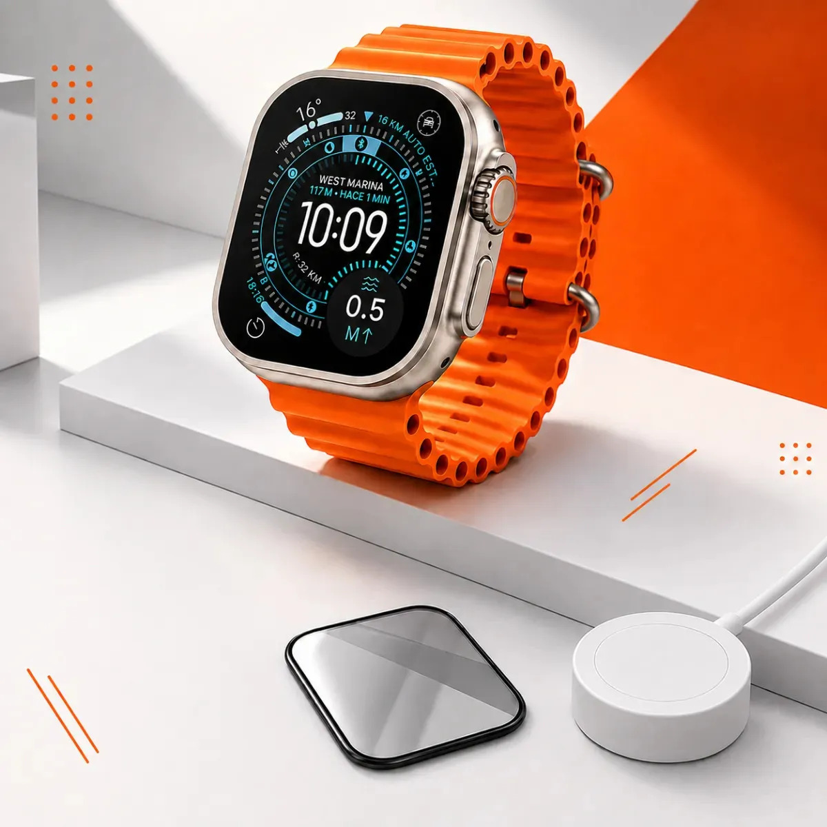 Relogio Smartwatch S9 Ultra Bluetooth 49mm Inteligente Titanium NFC Chamadas Notificações Pulseira Extra e Película Mzcell