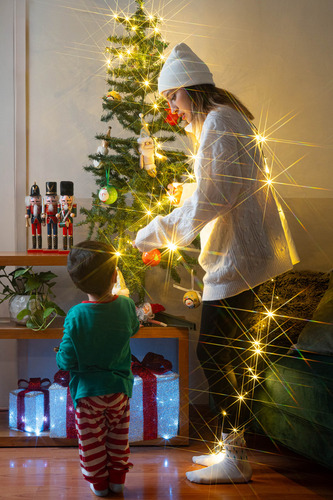 Serie De Luces Navideñas 300 Leds (13.5m) Con 8 Modalidades Luces Cálida