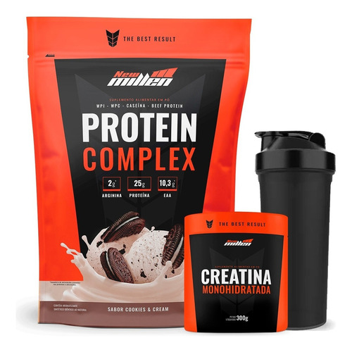 Protein Complex 1.800g + Creatina 300g - New Millen Sabor Cookies And Cream