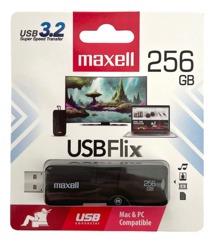 Pen Drive Maxell 256gb Flix Retractil 256 Gb Usb 3.0 Color Negro