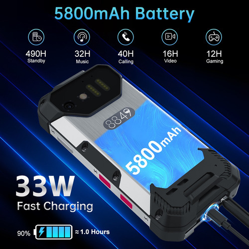 Smartphone Robusto Unihertz Tank Mini 8849, 16 Gb 256 Gb Android 13 Helio G99 100mp Cameras Ip68 Waterproof