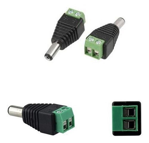 Conector Ficha Plug Cctv Macho Cámara Seguridad Bornera X10