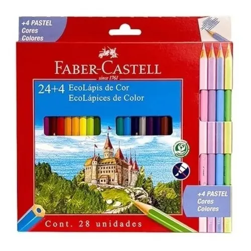 Lapices De Colores Faber-castell X 24+4 Pastel