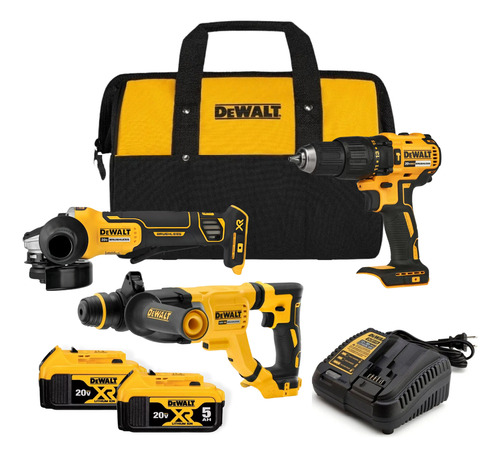 Combo Dewalt Dch263 + Dcd7781b + Dcg413 + Kit Baterias 5ah