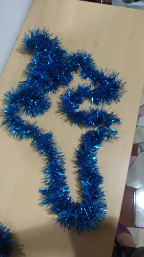 Guirnalda Azul Metalizada Viruta Tornasol Y Plateada Navidad