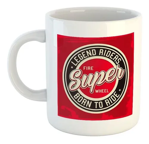 comprar Taza De Ceramica Legend Riders Super Born To Ride Fire Wh